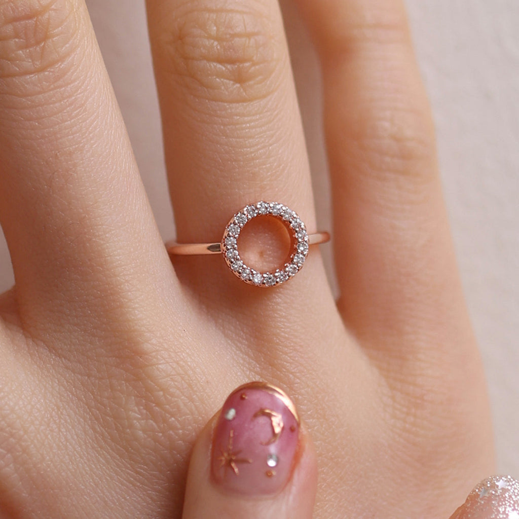 Adjustable Circle Sparkle Ring-4