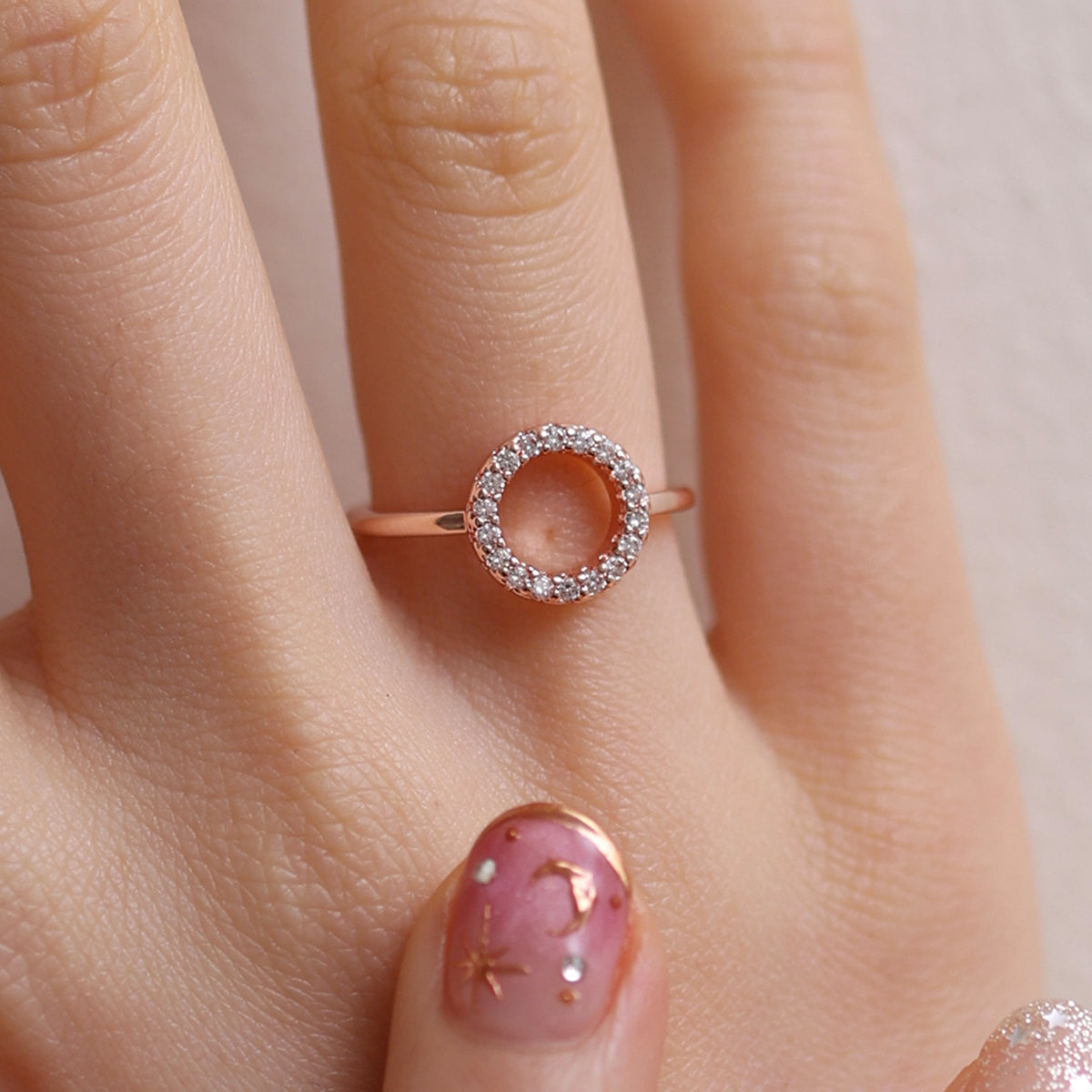 Adjustable Circle Sparkle Ring-4