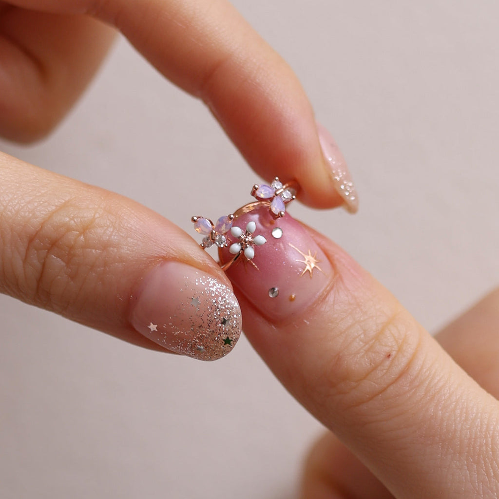 White Petal Butterfly Ring-3