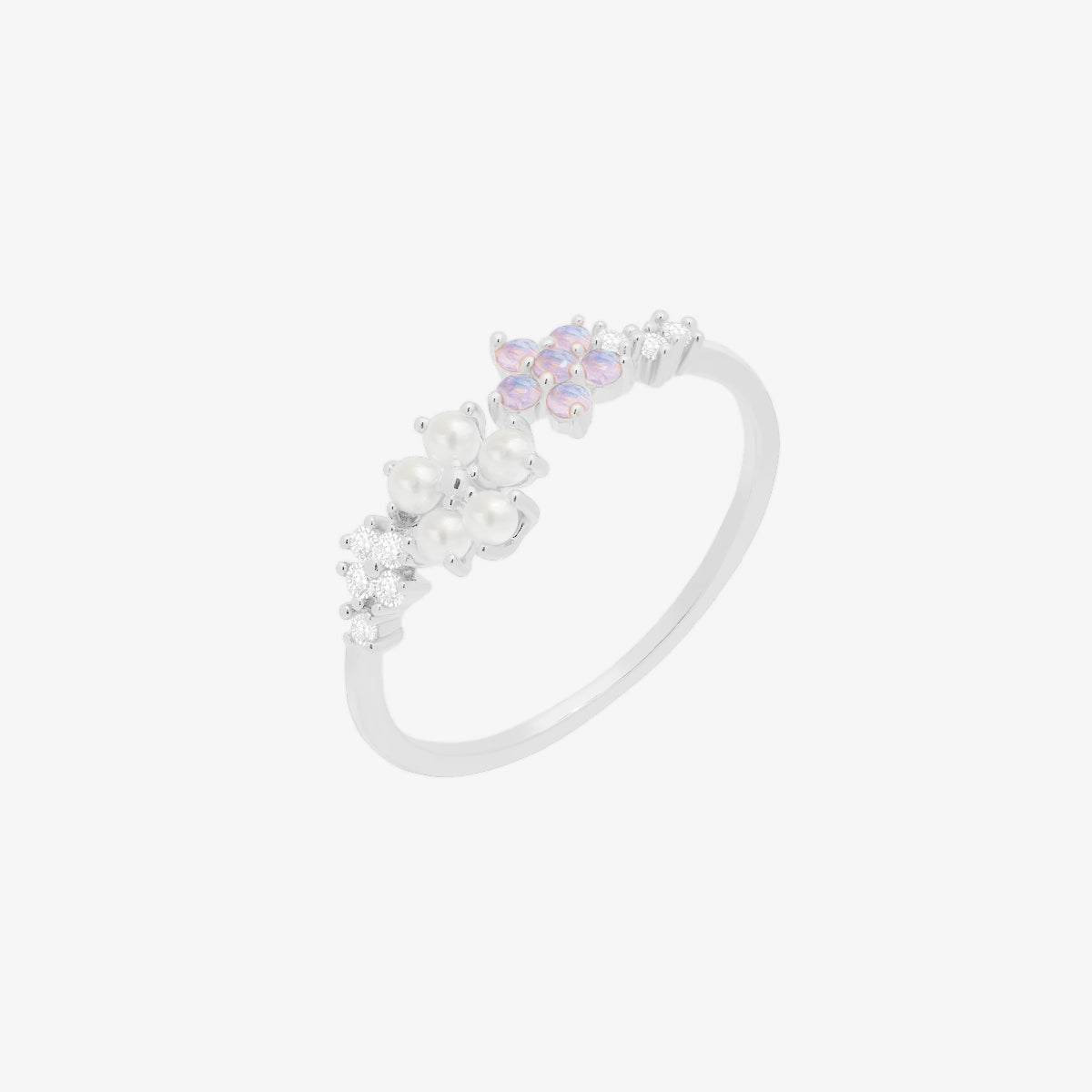 Moonstone & Pearl Flower Adjustable Ring-5